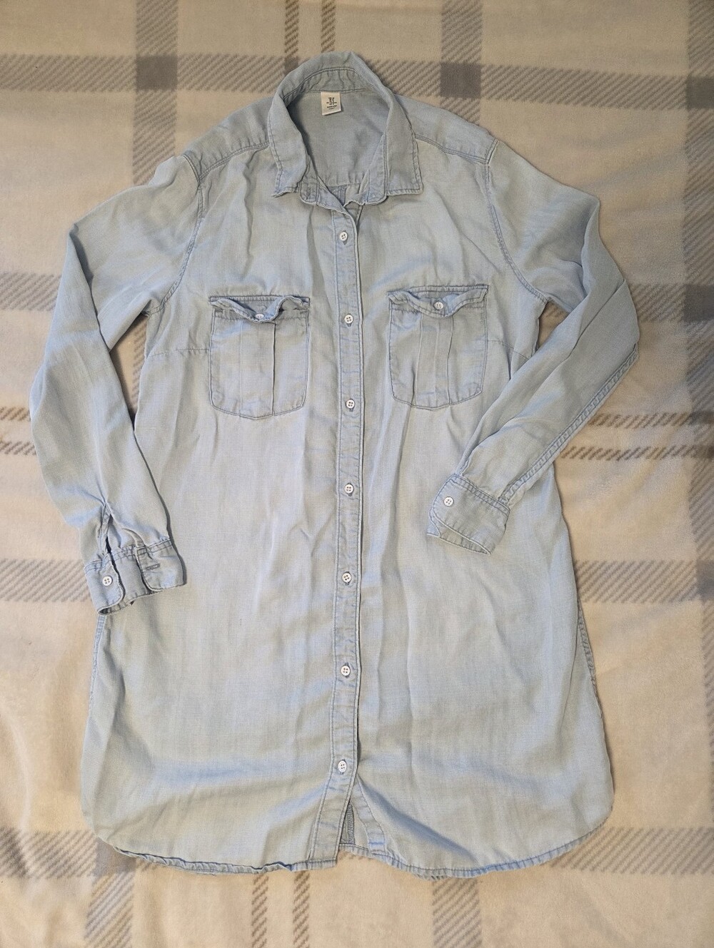 H&M Light Blue Denim Button Up Dress